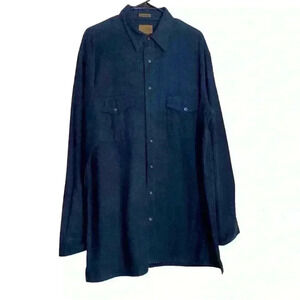 St John’s Bay NAVY, SOFT Heathered brushed cotton flannel EXTRA TALL-size Large